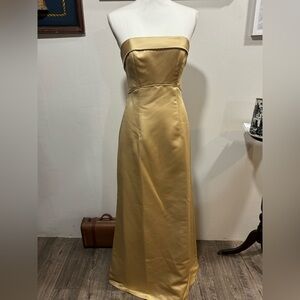Bella Formals by Venus gold formal dress w/ drape 8L hand beaded strapless zipup